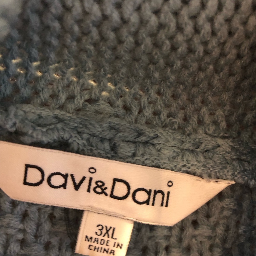 Davi & Dani Green Cable Knit Cardigan Sweater Bishop Sleeve size 3XL - Picture 4 of 4